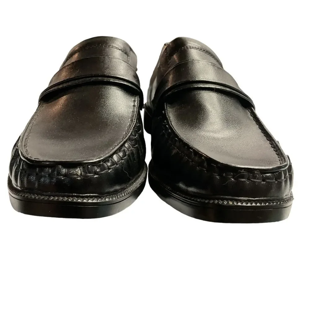 Haband Executive Division Leather Slip On‎ Loafers Shoes Sz 10EEE Black Comfort